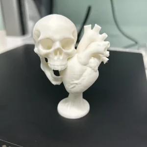 Skull and Heart Sculpture – White Decorative Art - Image 2